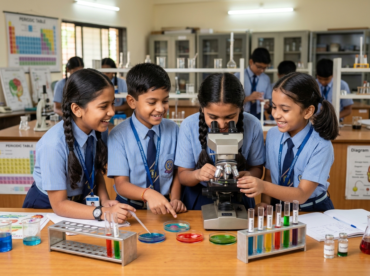 Children doing science experiment at Mili Tuition